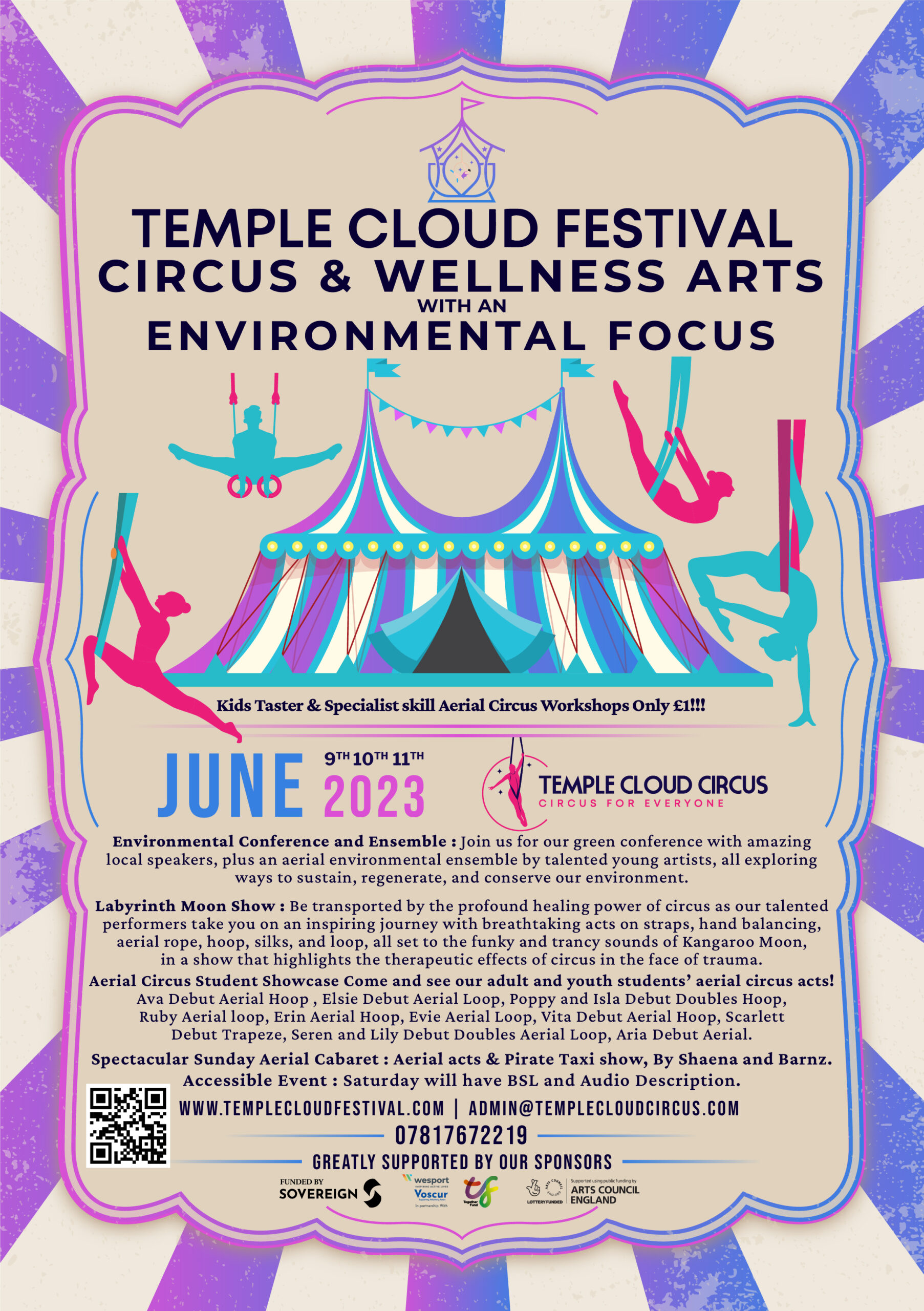 Temple Cloud Circus Festival. Friday 9th Saturday 10th and Sunday 11th June  2023